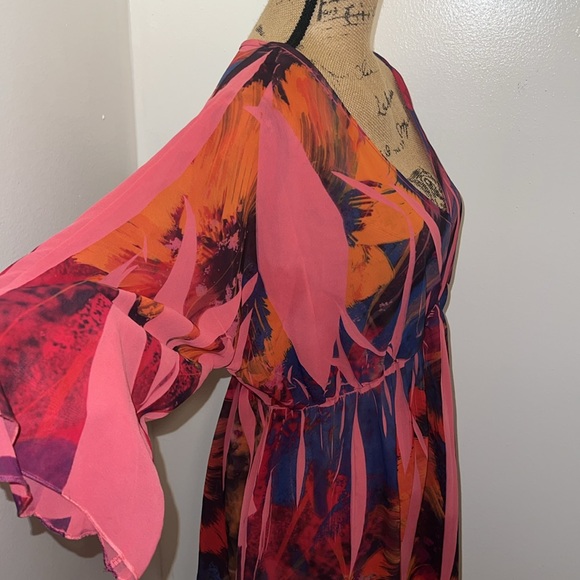 Daniel Benjamin Tropical Multicolor Printed Sheer Blouse - Picture 4 of 7